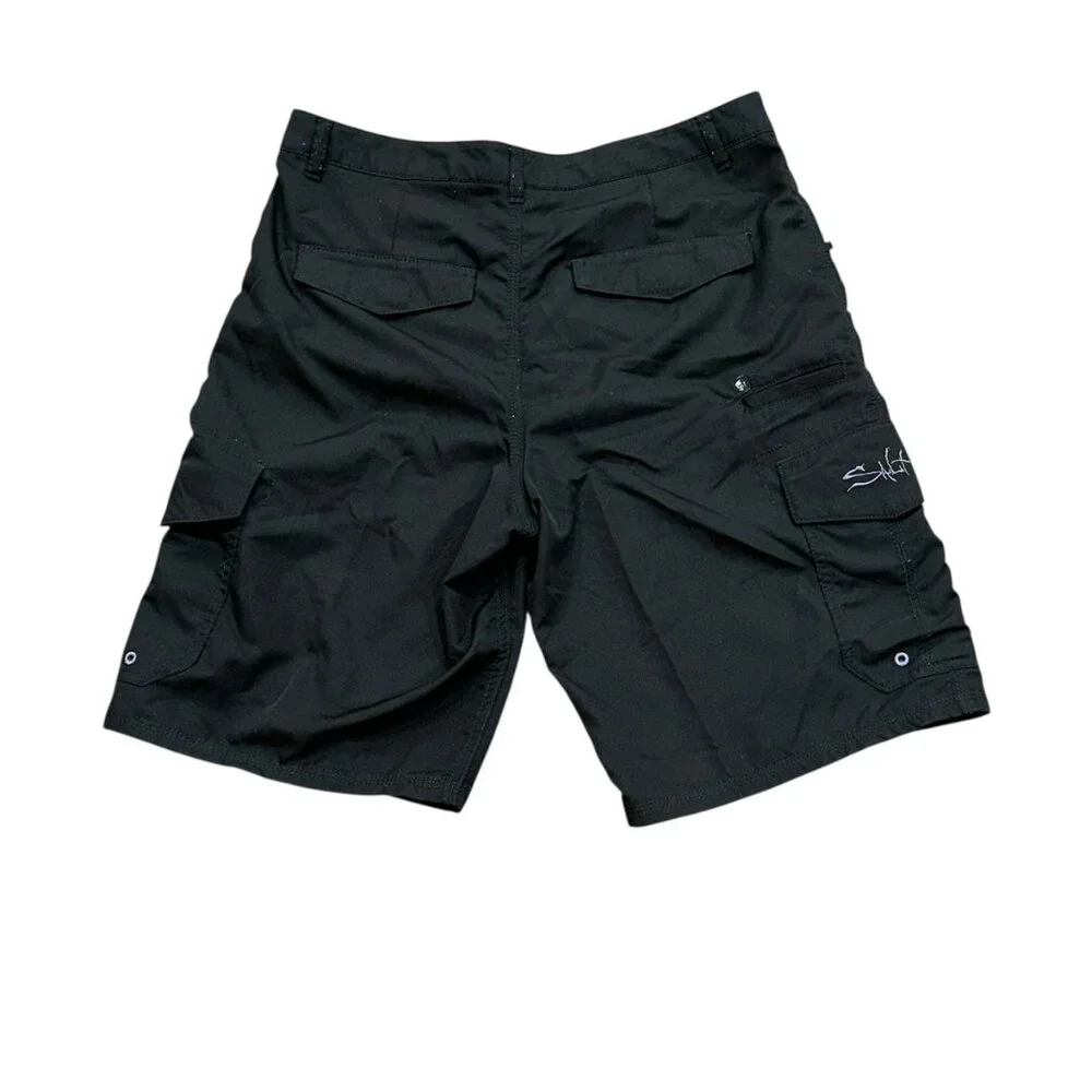 Salt Life SLX-QD Vapor Stretch Black Board Shorts‎ Swim Bathing Suit Size 30